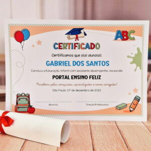 Certificado infantil ABC digital pronto para imprimir 11 certificado abc arquivo digital para imprimir