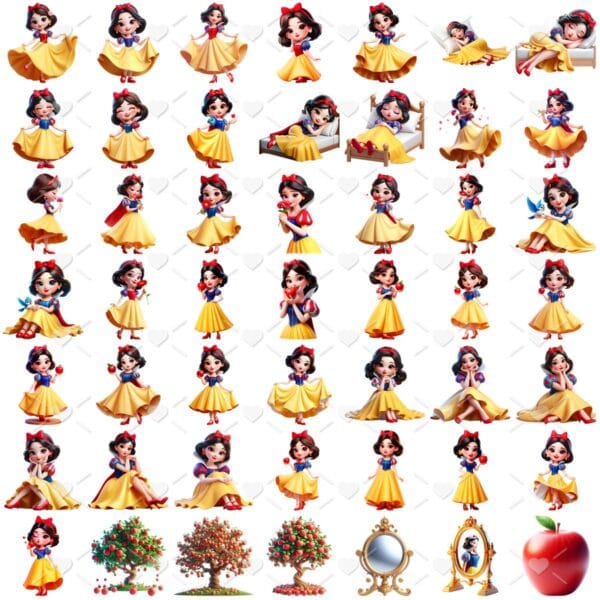 Cliparts Branca de Neve e Os Sete Anões Png Imagens Baby 3D