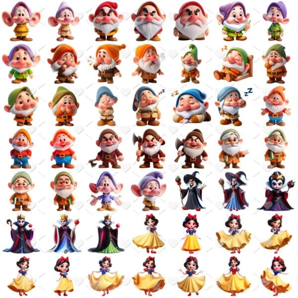 Cliparts Branca de Neve e Os Sete Anões Png Imagens Baby 3D