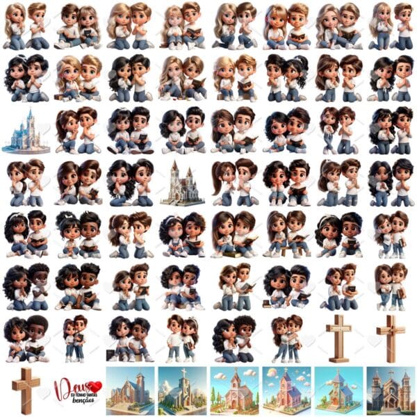 Cliparts Casal Cristão Png Imagens Namorados 3D Cute
