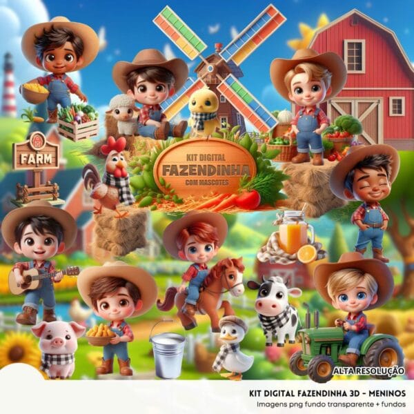 Cliparts Fazendinha Menino Imagens Png Mascotinhos 3D
