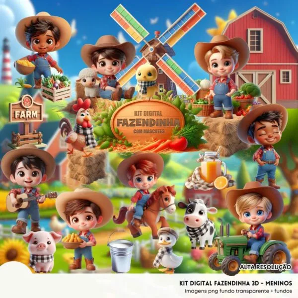 Cliparts Fazendinha Menino Imagens Png Mascotinhos 3D