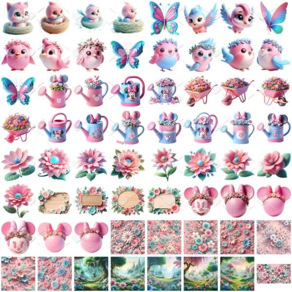 Cliparts Jardim da Minnie Rosa Imagens Png 3D Cute Baby