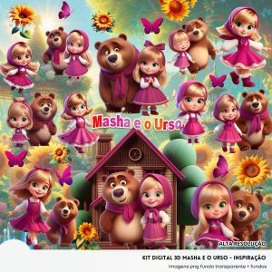 Cliparts Masha e o Urso Imagens Png 3D Cute Baby Menina
