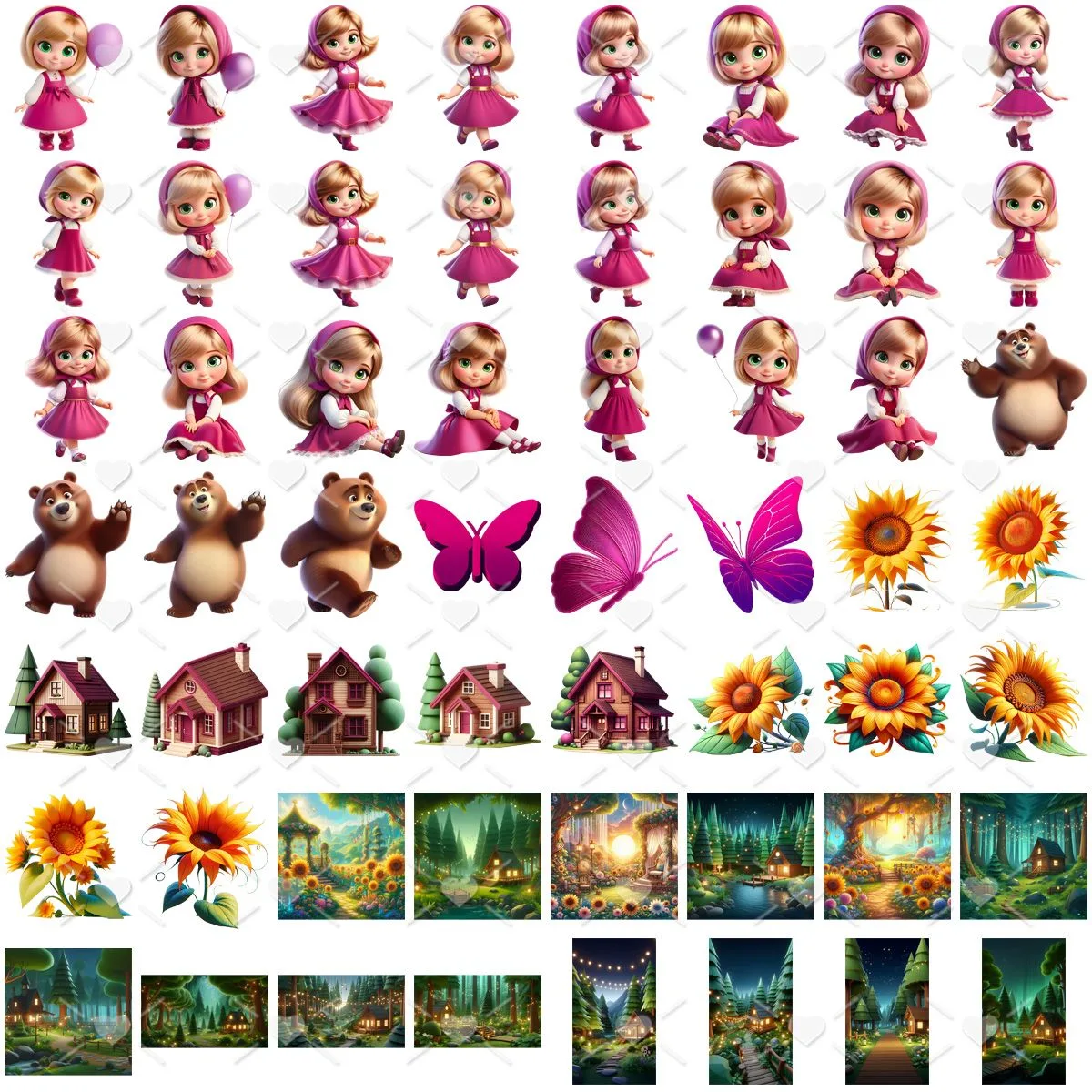 Cliparts Masha e o Urso Imagens Png 3D Cute Baby Menina 3 Cliparts Masha e o Urso Imagens Png 3D Cute Baby Menina