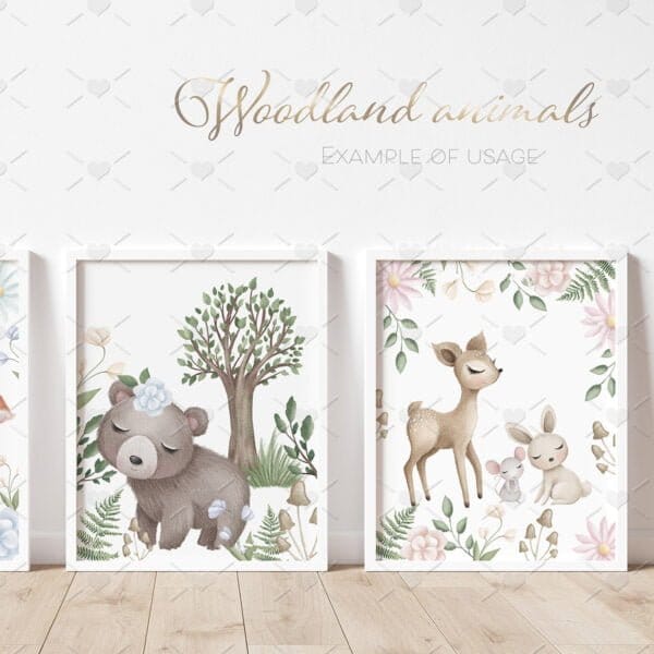 Cliparts Pack Animais Fofos da Floresta Rato Coelho Cervo