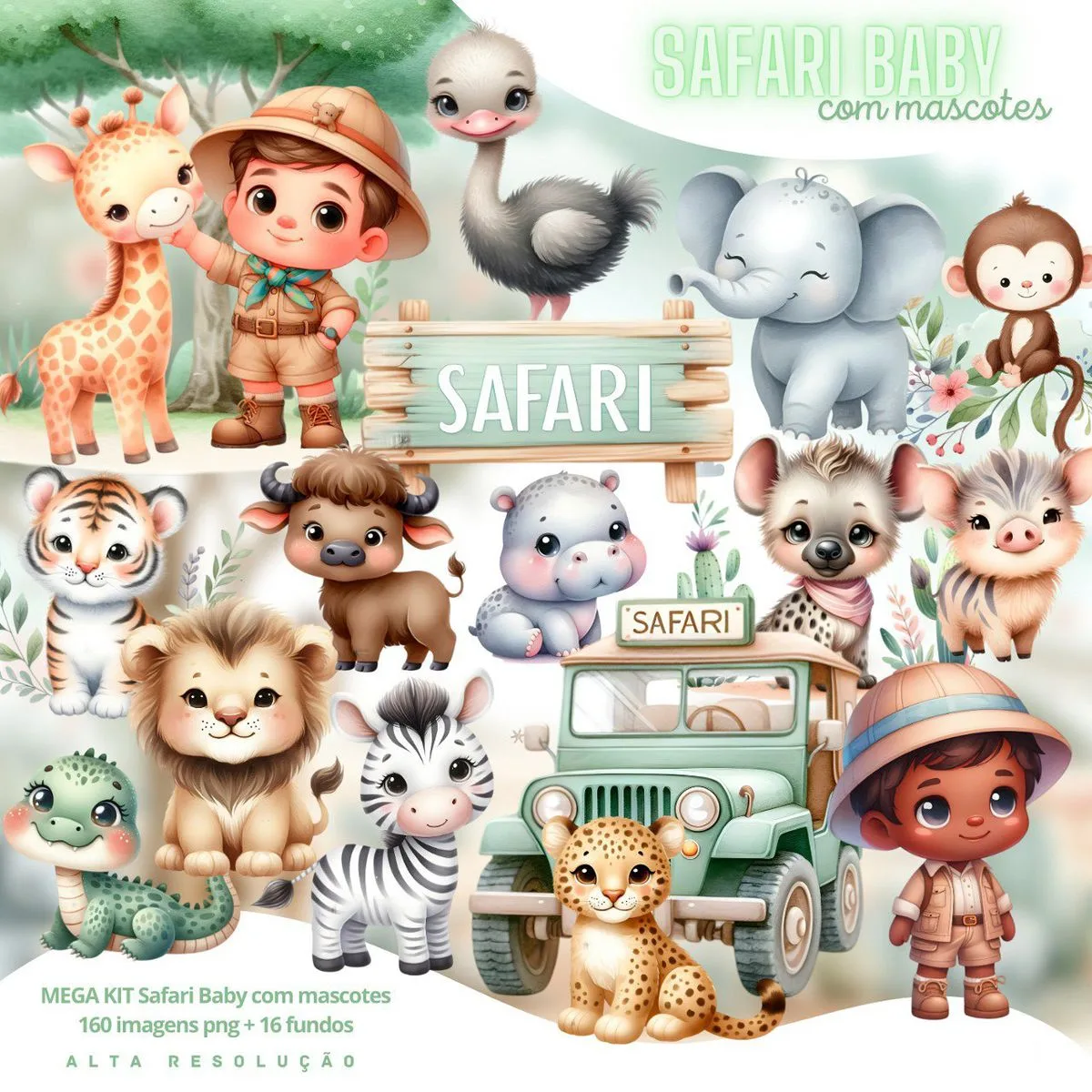 Cliparts Safari Baby Aquarela Imagens Png 3D Cute Animais 1 Cliparts Safari Baby Aquarela Imagens Png 3D Cute Animais