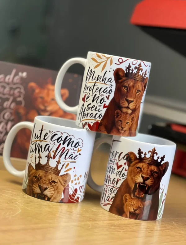 Coleção Arte para Caneca Dia das Mães - Estilo Mãe Leoa