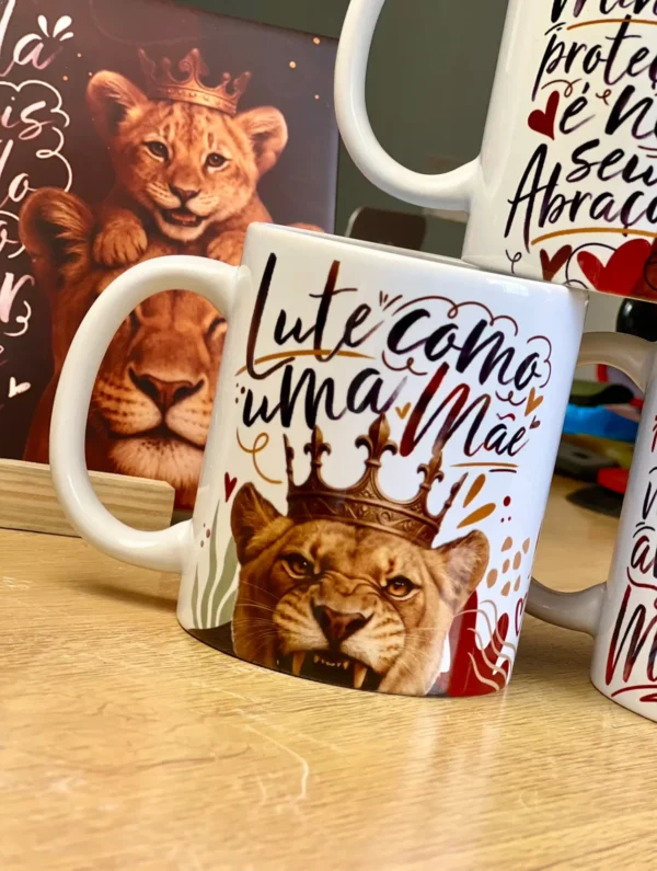 Coleção Arte para Caneca Dia das Mães - Estilo Mãe Leoa