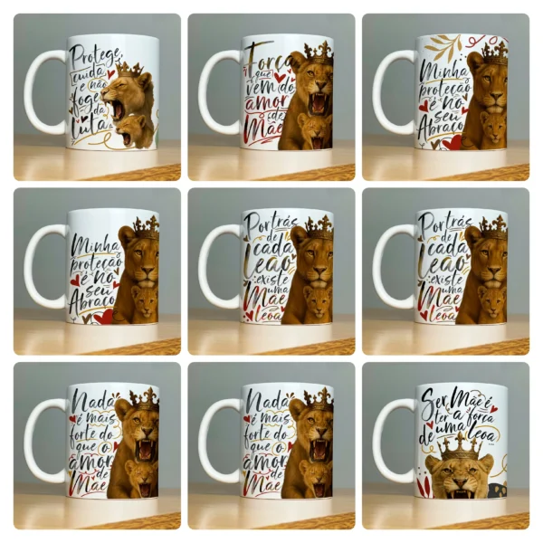 Coleção Arte para Caneca Dia das Mães - Estilo Mãe Leoa