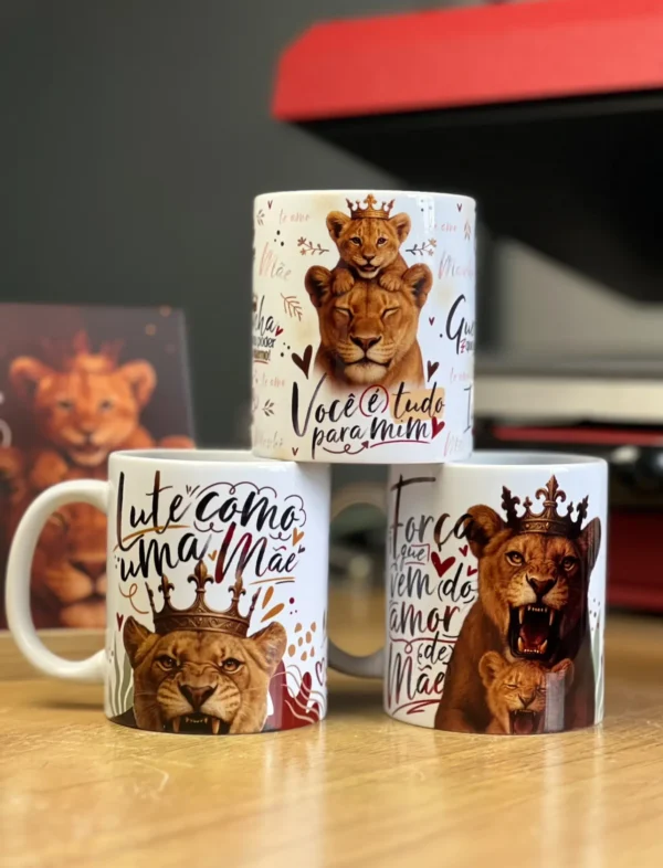 Coleção Arte para Caneca Dia das Mães - Estilo Mãe Leoa