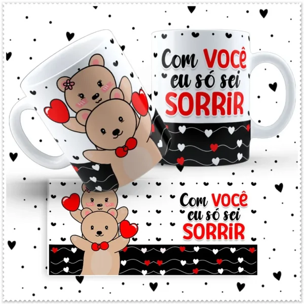 Coleção Dia dos Namorados: Ursinho Love para Canecas