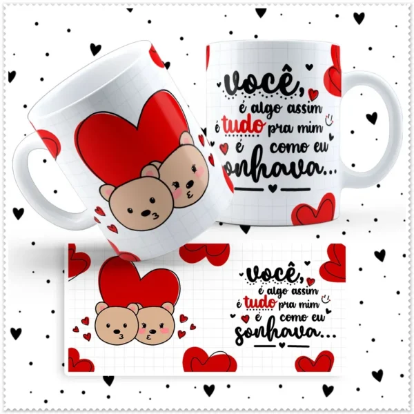 Coleção Dia dos Namorados: Ursinho Love para Canecas