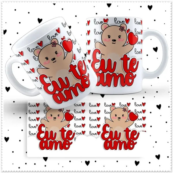 Coleção Dia dos Namorados: Ursinho Love para Canecas