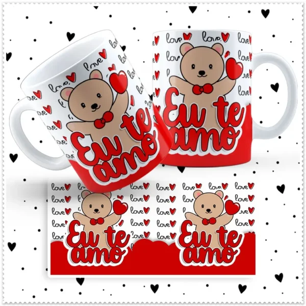 Coleção Dia dos Namorados: Ursinho Love para Canecas
