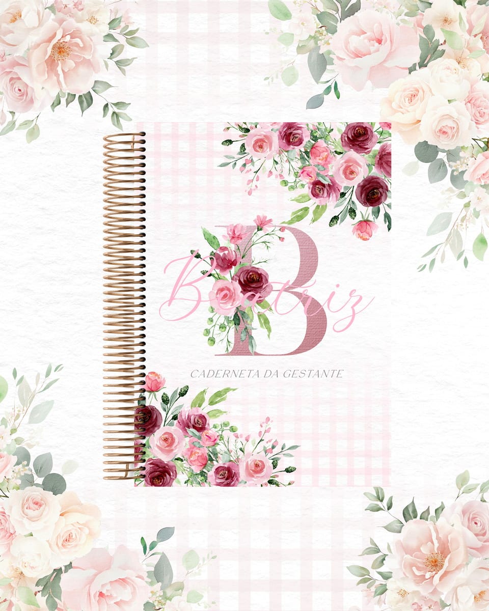 Caderneta da Gestante Personalizada com Coleção Floral 1 Caderneta da Gestante Personalizada com Coleção Floral