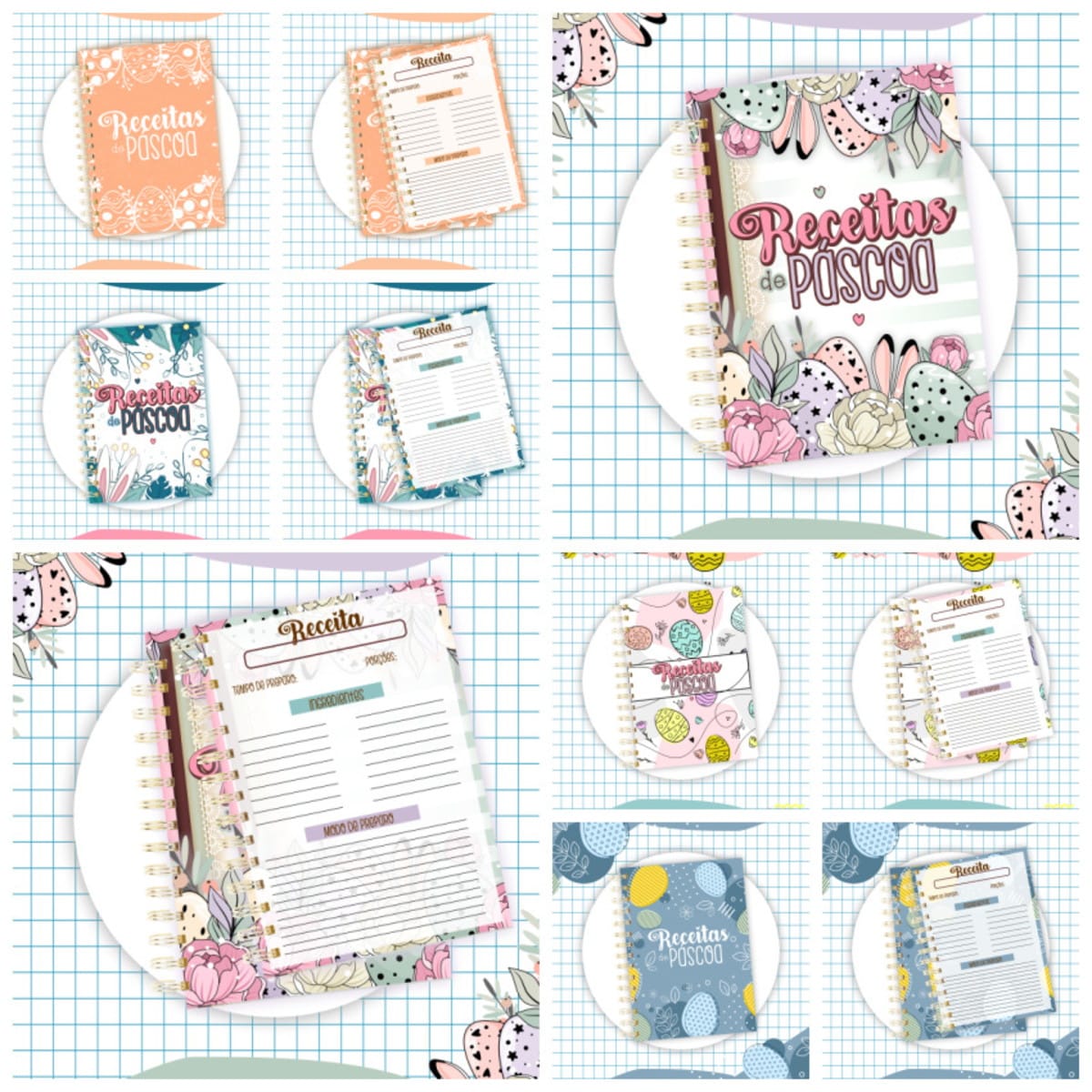 Kit Digital Receitas de Páscoa com Capas e Miolo em PDF 1 Kit Digital Receitas de Páscoa com Capas e Miolo em PDF