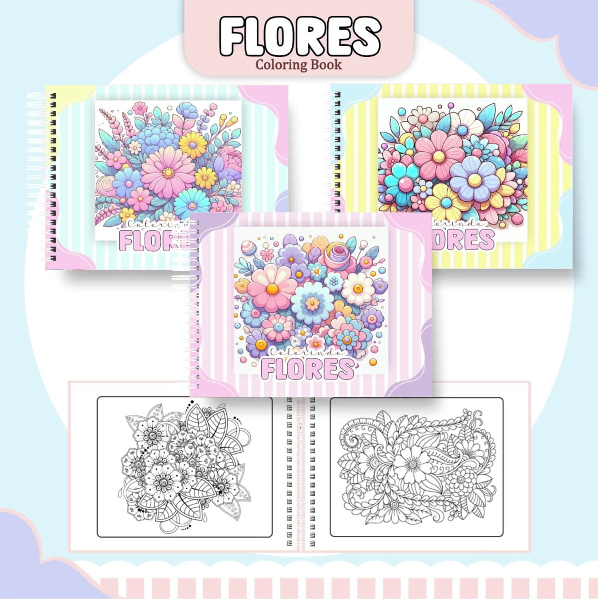 Colorindo Book Flores Kit Digital 3 Capas e 51 Paginas 1 Colorindo Book Flores Arquivo Digital