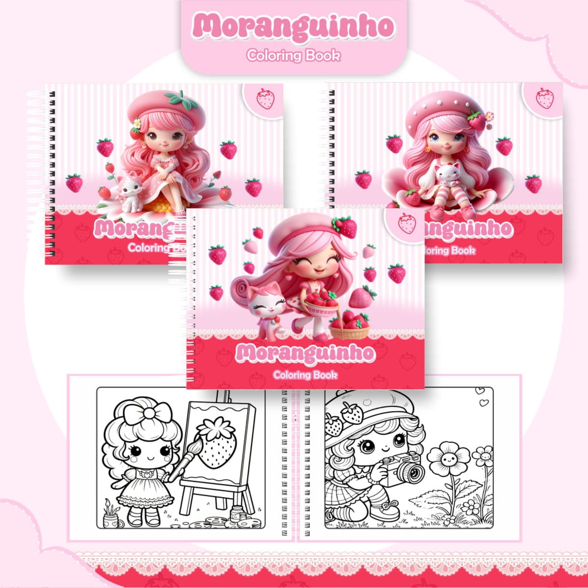 Colorindo Book Moranguinho Kit Digital com Capas e Miolo 1 Colorindo Book Moranguinho Arquivo Digital