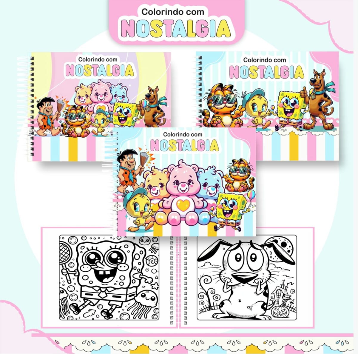 Livro de Colorir Digital Nostalgia com 51 Páginas e 3 Capas 1 Livro de Colorir Digital Nostalgia com 51 Páginas e 3 Capas