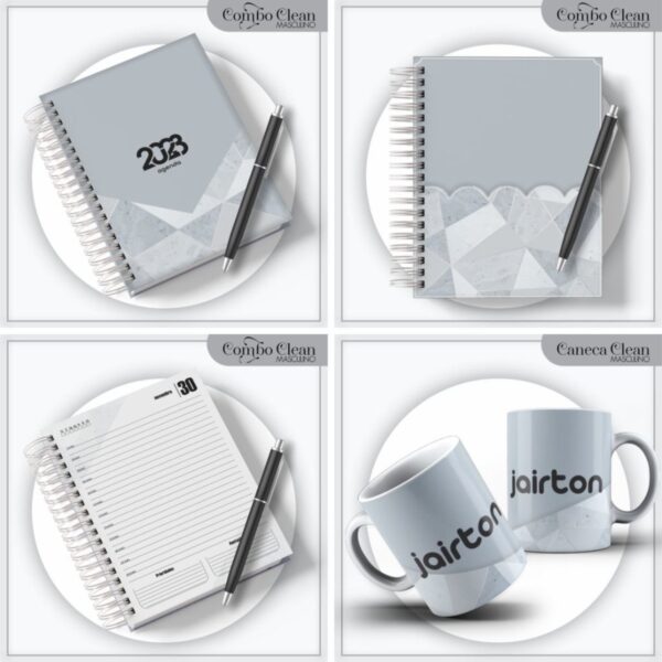 Combo Agendas Clean Masculina 2023 - Arquivo Digital