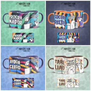 Combo Artes Caneca Flork Profissões Sublimação Frases V5