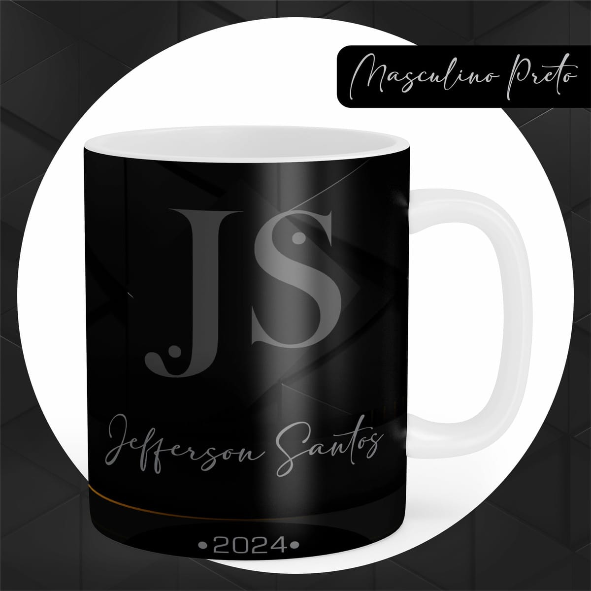 Combo Encadernação Masculino Preto com Capas e Miolos 2 Arte digital personalizada preta com iniciais, texto e ano visíveis.