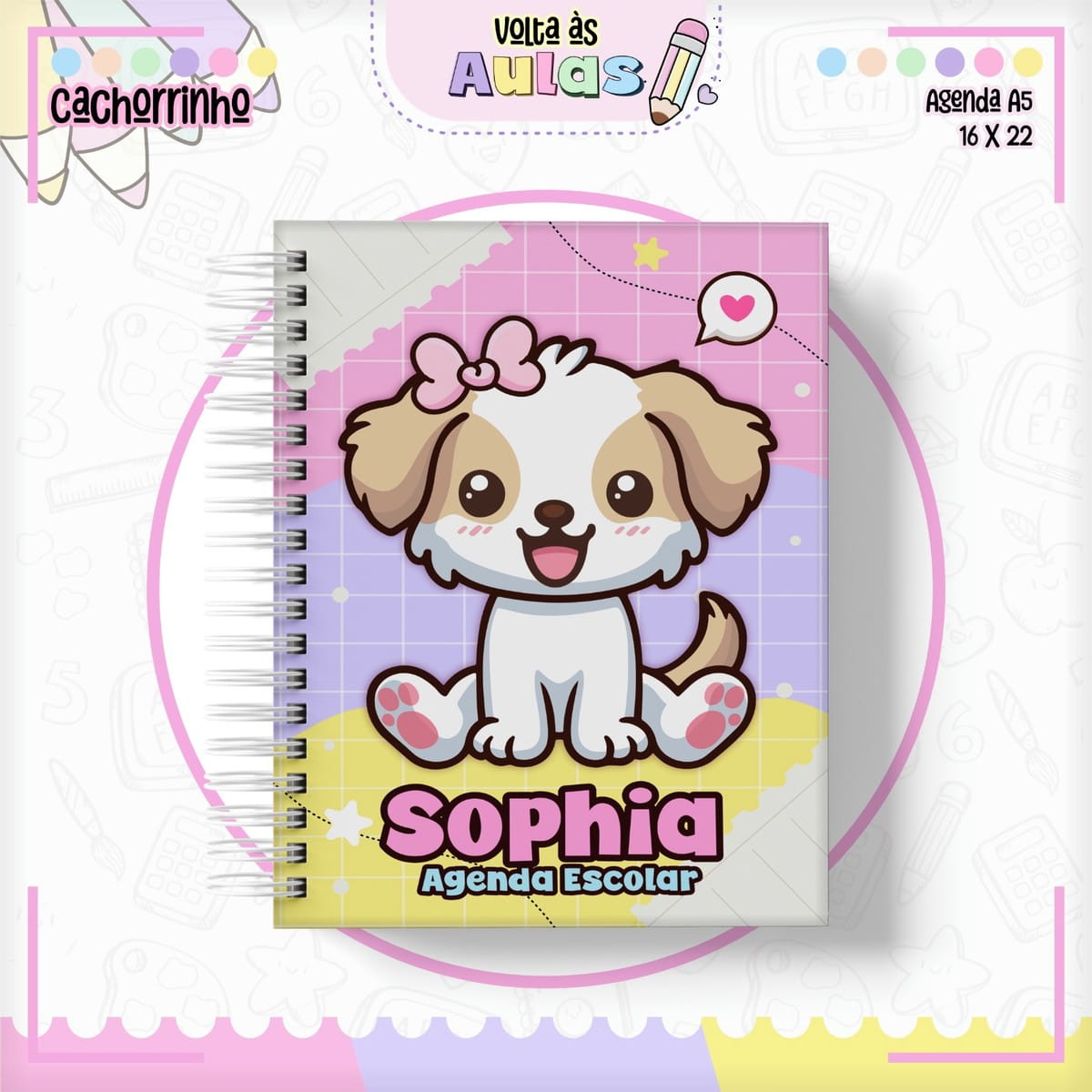 Kit Digital Escolar Cachorrinha para Encadernação 3 Kit Digital Escolar Cachorrinha para Encadernação - Imagem 3