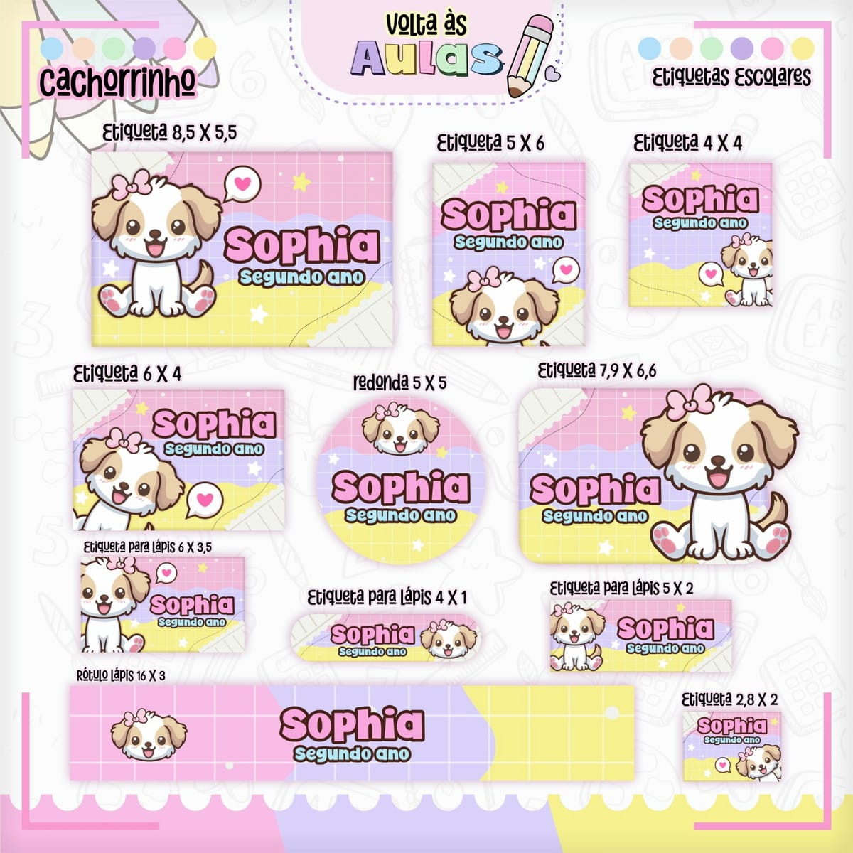 Kit Digital Escolar Cachorrinha para Encadernação 4 Kit Digital Escolar Cachorrinha para Encadernação - Imagem 4