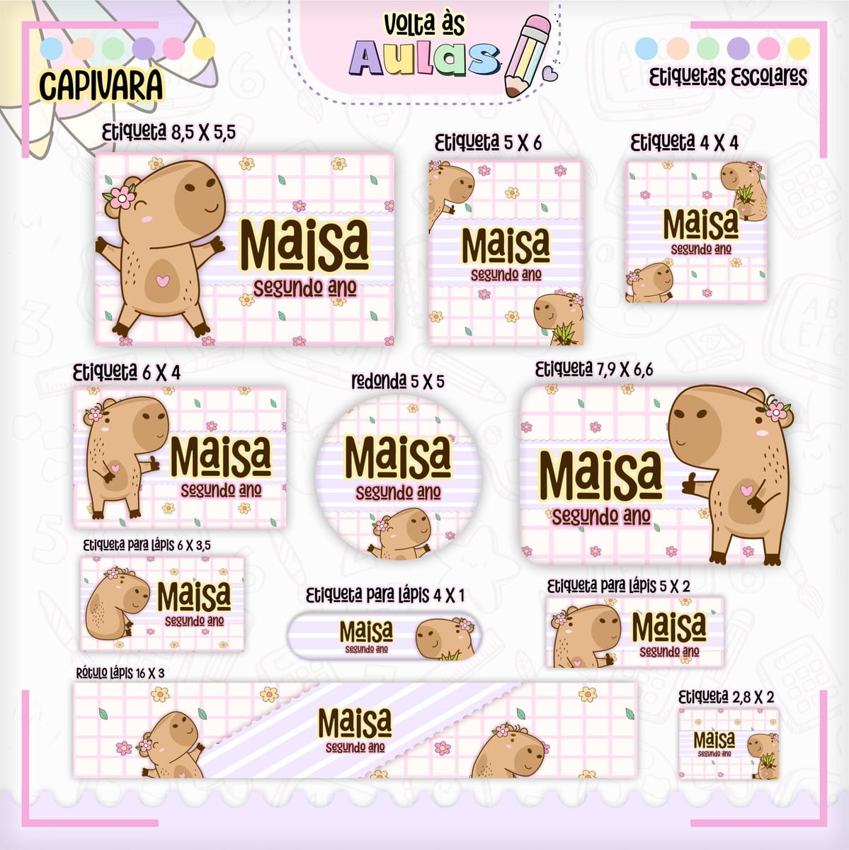 Combo Escolar Capivara 2025 para Encadernação e Sublimação 2 Combo Escolar Capivara 2025 Arquivo Encadernacao 2