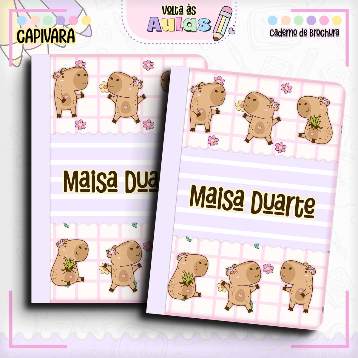 Combo Escolar Capivara 2025 para Encadernação e Sublimação 5 Combo Escolar Capivara 2025 Arquivo Encadernacao 5