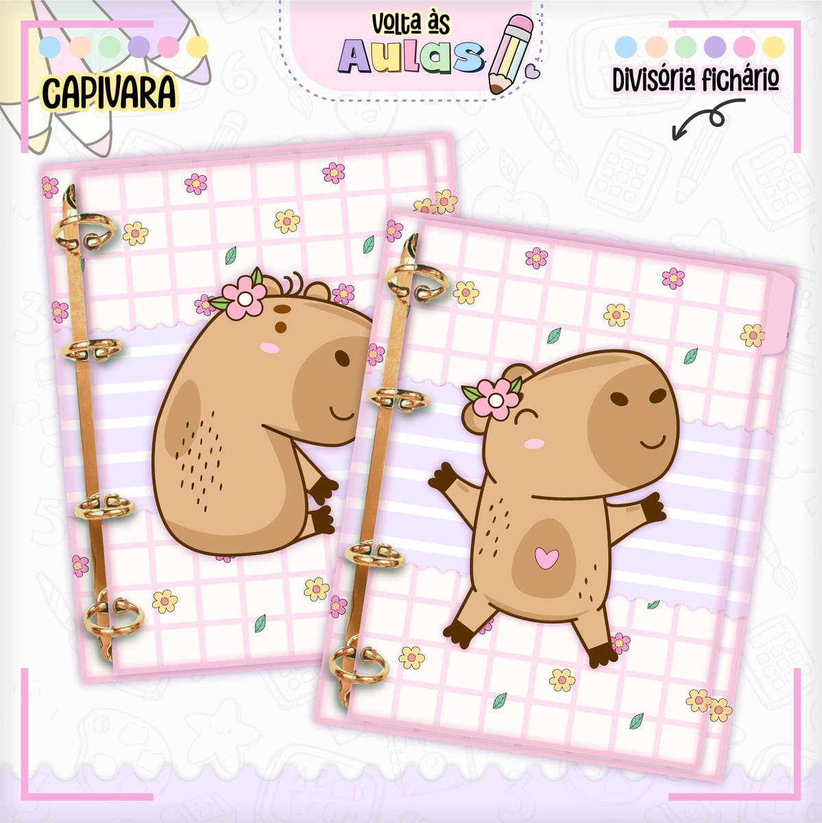 Combo Escolar Capivara 2025 para Encadernação e Sublimação 1 Combo Escolar Capivara 2025 Arquivo Encadernacao