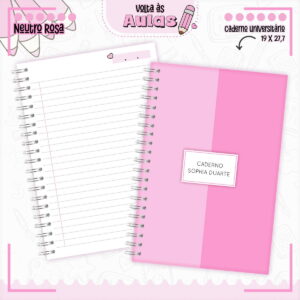 Combo Escolar Neutro Rosa Arquivo Encadernacao