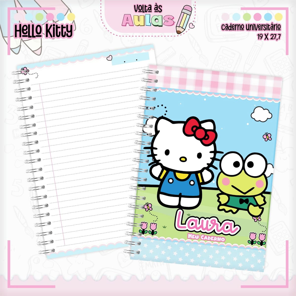 Combo Escolar Hello Kitty com Arquivos de Encadernação 1 Combo Escolar Hello Kitty Arquivo Encadernacao 5