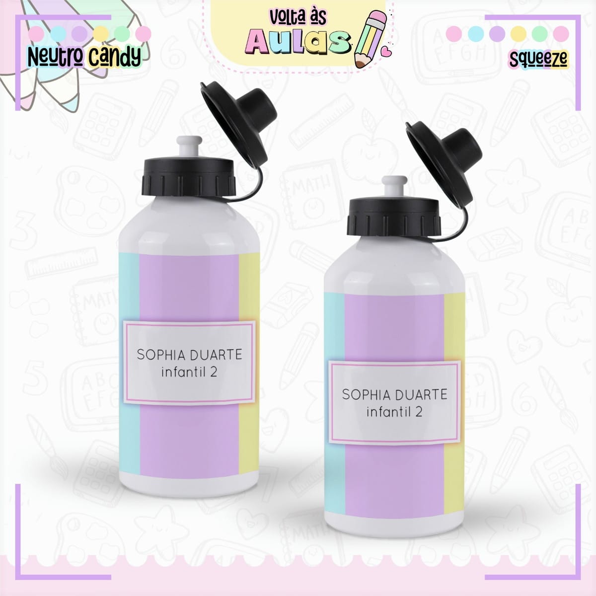 Combo Escolar Neutro Candy para Encadernação e Sublimação 3 Combo Escolar Neutro Candy Arquivo Encadernacao 3