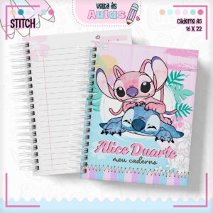 combo escolar stitch menina arquivo encadernacao