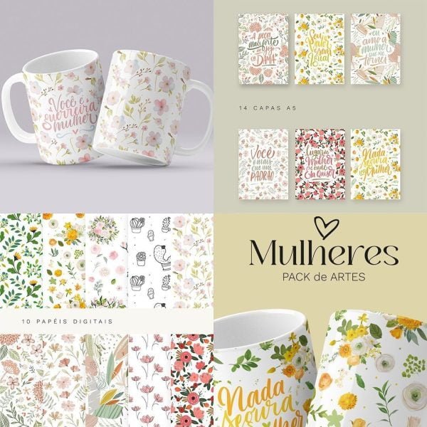 Combo Estampas Caneca Mulher 2023 Sublimação E Encadernação