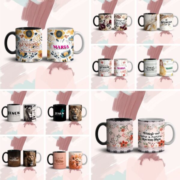 Combo Estampas Canecas Cristã - Arquivo Digital