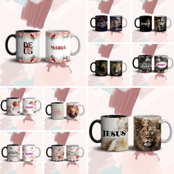 Combo Estampas Canecas Cristã - Arquivo Digital