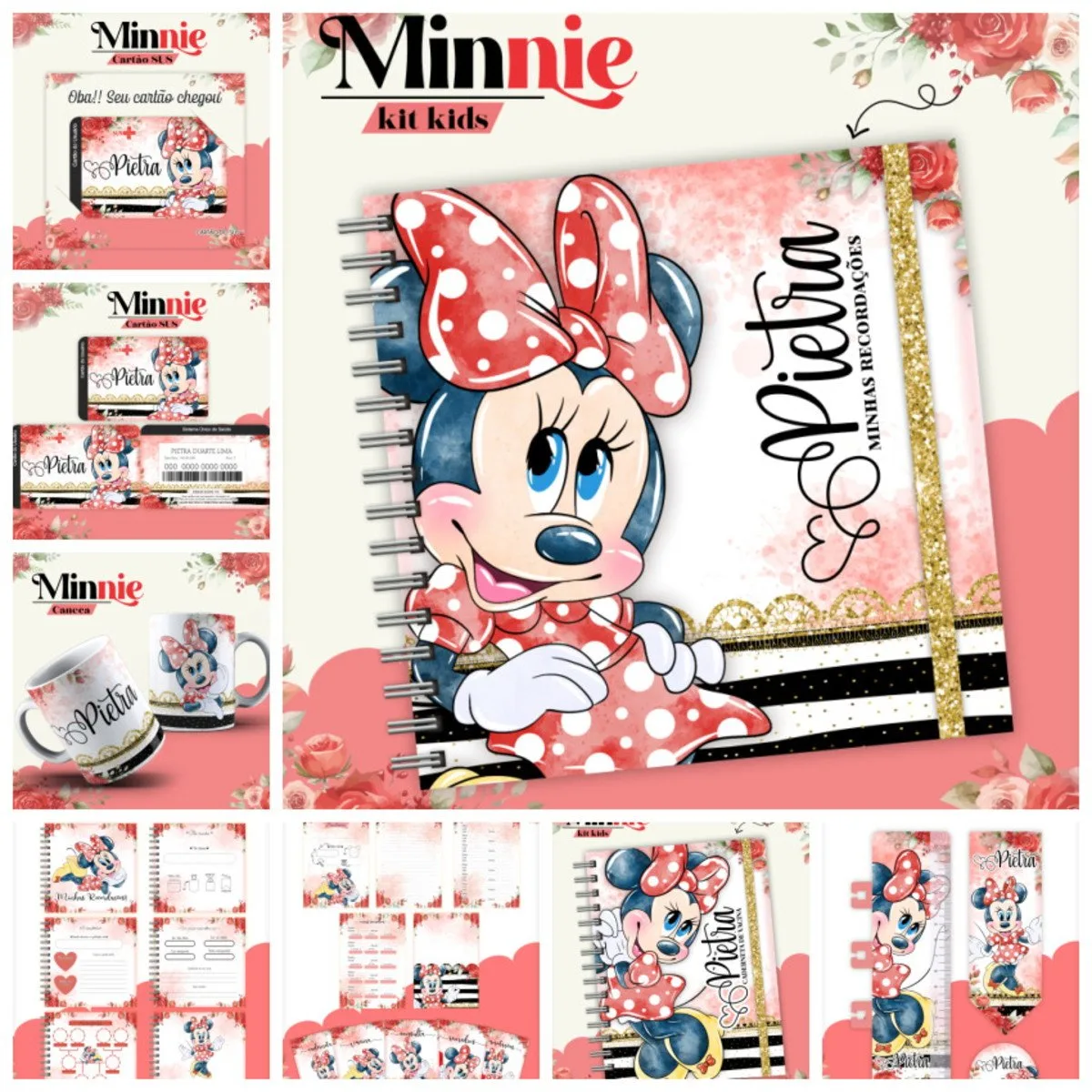 Combo Kids Minnie Vermelha - Arquivo Digital
