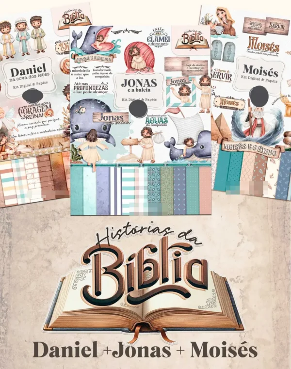 Combo Kit História da Bíblia: Daniel, Jonas, Moisés PNG