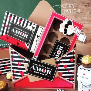 Combo Namorados Caixa Doces + Envelope Silhouette Studio