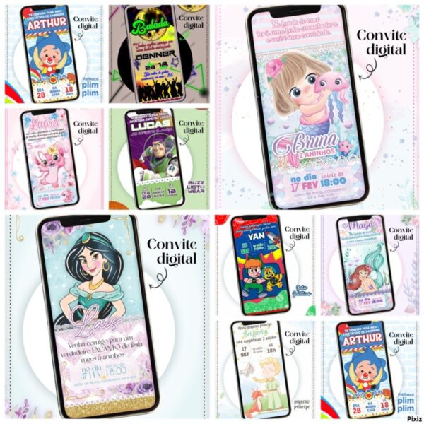 Convites Digitais Infantil - Arquivo Digital