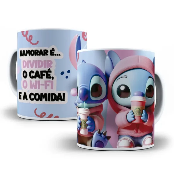Designs Criativos de Stitch p/ Canecas do Dia dos Namorados