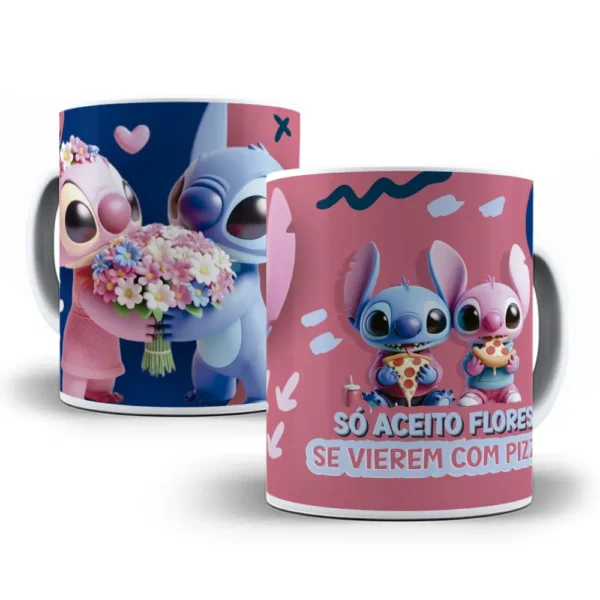 Designs Criativos de Stitch p/ Canecas do Dia dos Namorados
