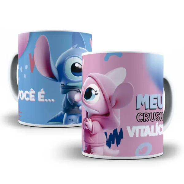 Designs Criativos de Stitch p/ Canecas do Dia dos Namorados