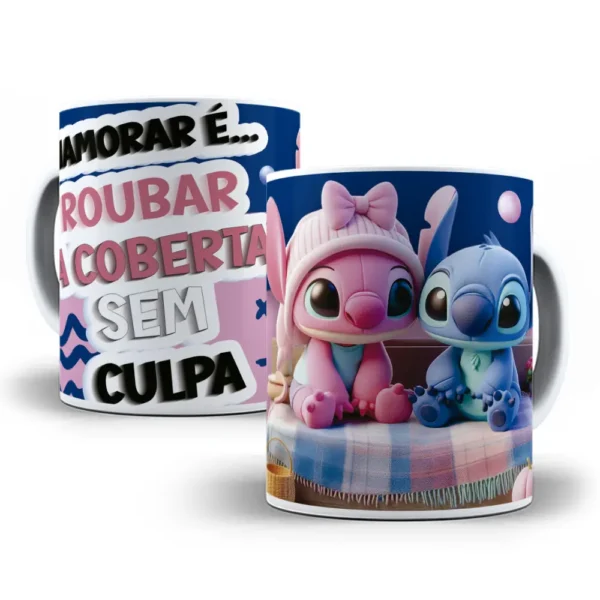 Designs Criativos de Stitch p/ Canecas do Dia dos Namorados