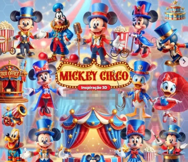Designs de Festa Circo do Mickey - Kit em PNG Pronto para Uso