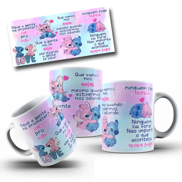 Designs Exclusivos Stitch para Canecas - Artes em PNG