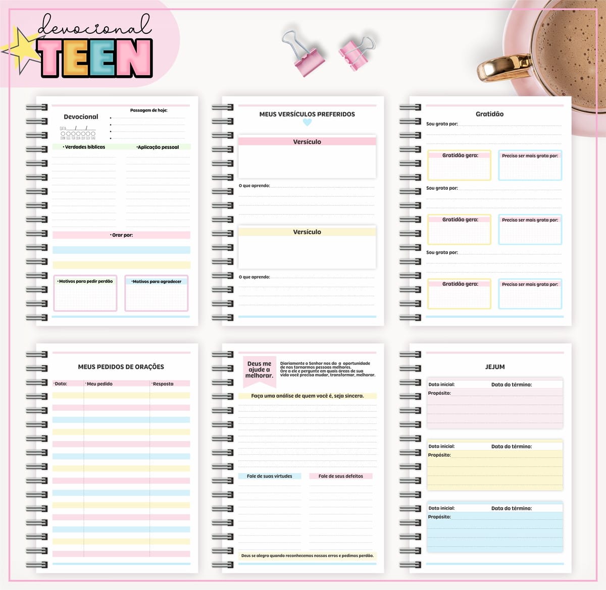 Kit Digital Devocional Teen Menina para Diário e Caneca 2 Kit Digital Devocional Teen Menina para Diário e Caneca - Imagem 2
